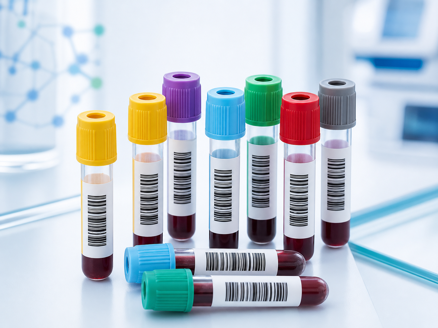 Provette pre-barcodate con tappi colorati